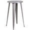 Merrick Lane Evelyne Outdoor Dining Set with 24" Round Table and Slatted Back Bar Stools with Footrests